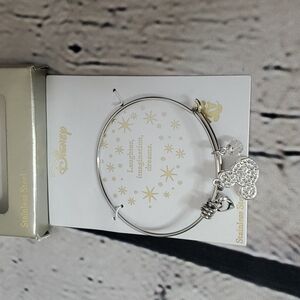 LA Rocks Disney Rocks Crystal Stainless Steel Mickey Mouse Bangle Bracelet